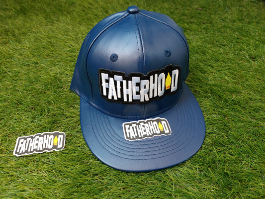 NAVY LEATHER SNAP BACK