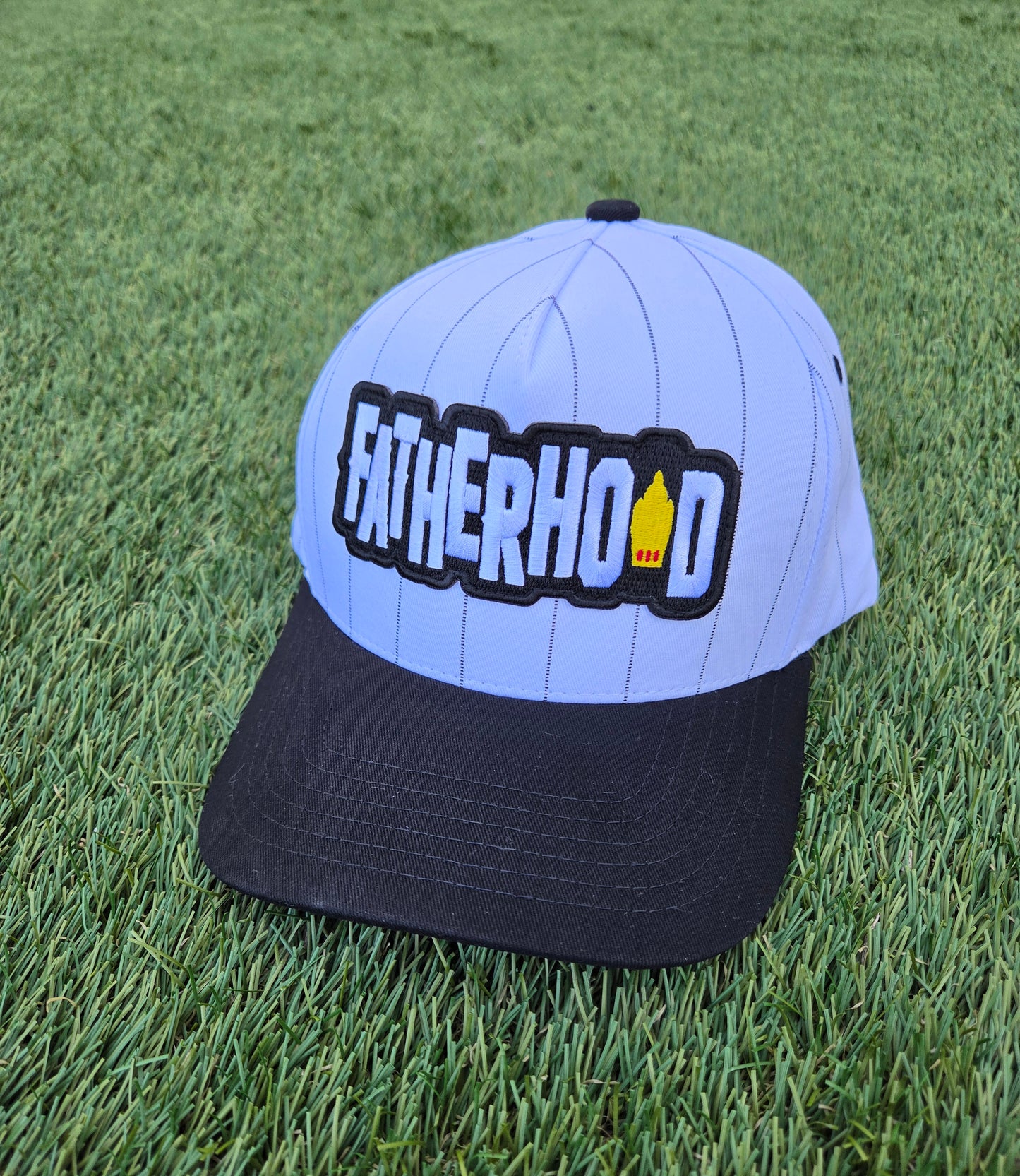 FATHERHOOD HAT WHITE WITH BLACK PINSTRIPES SNAPBACK